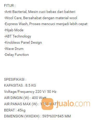 mesin cuci pintu depan merk aqua inverter watt murah istimewa