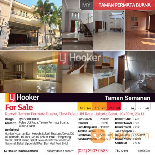(TSI/12416) Rumah Taman Permata Buana, Cluster Pulau Ubi raya, Jakarta Barat, 10x20 m², 2½ Lt, SHM
