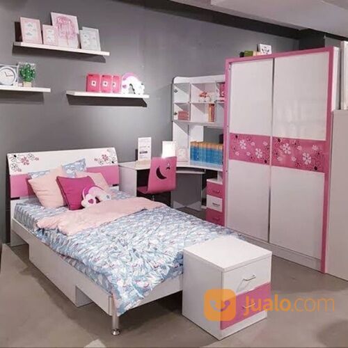 PRELOVED BED SET PINK TEMPAT TIDUR ANAK PEREMPUAN MEREK INFORMA ALL IN DISKON SETENGAH HARGA