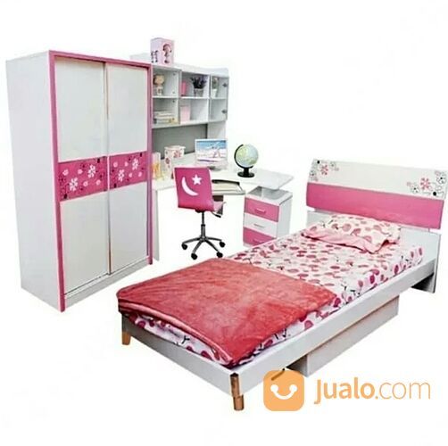PRELOVED BED SET PINK TEMPAT TIDUR ANAK PEREMPUAN MEREK INFORMA ALL IN DISKON SETENGAH HARGA