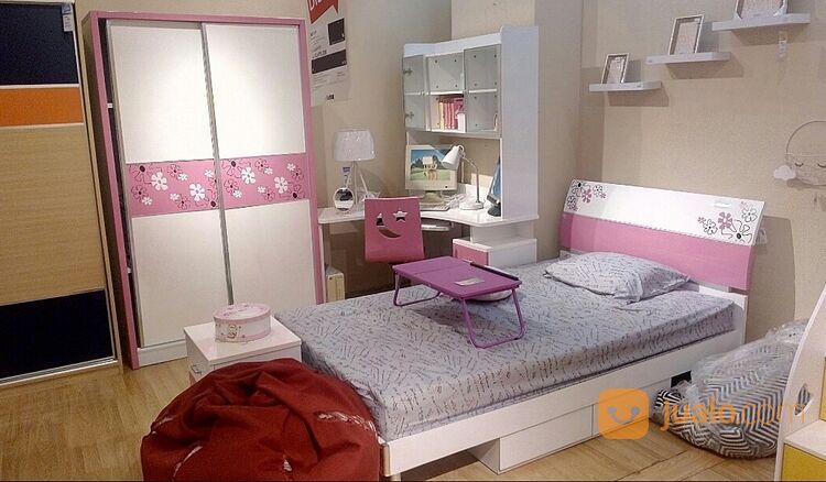 PRELOVED BED SET PINK TEMPAT TIDUR ANAK PEREMPUAN MEREK INFORMA ALL IN DISKON SETENGAH HARGA