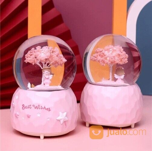 Snowball Waterball XL Kotak Musik Bola Salju / Best Wishes Sakura Pink