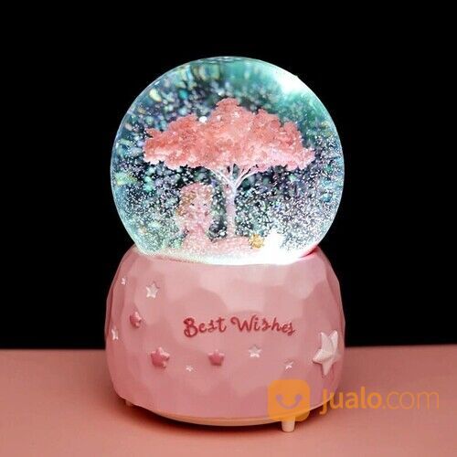 Snowball Waterball XL Kotak Musik Bola Salju / Best Wishes Sakura Pink