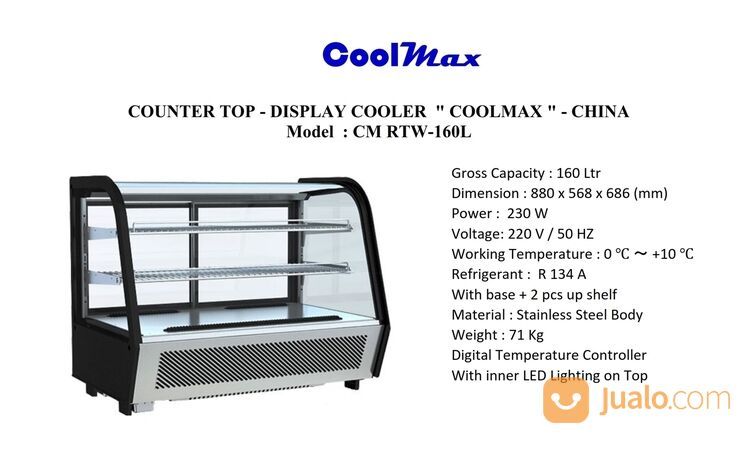 COOLMAX COUNTER TOP DISPLAY COOLER / TABLE TOP SHOWCASE CM RTW-160L