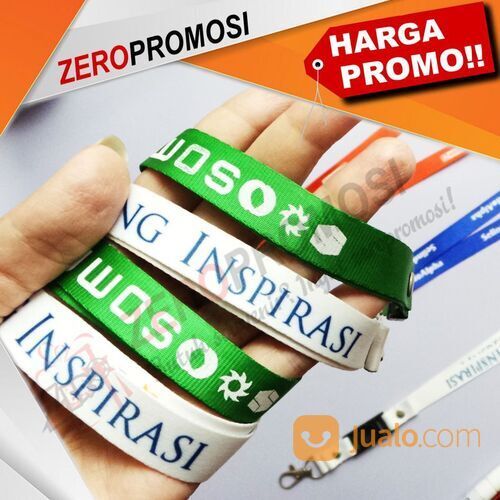 Souvenir Tali id card lebar 1.5cm sablon 1 sisi 1 warna dengan stopper