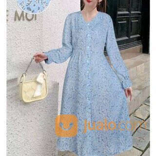 Dress vintage ala korea Coursell Baru Long Dress Style Floral hijab friendly