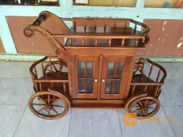 Troli Kereta Dorong Klasik Kayu Jati