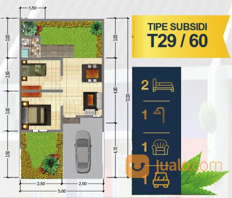 Rumah Subsidi Murah di Perumahan PERMATA PURI HARMONI 2 Cileungsi Timur Cibubur