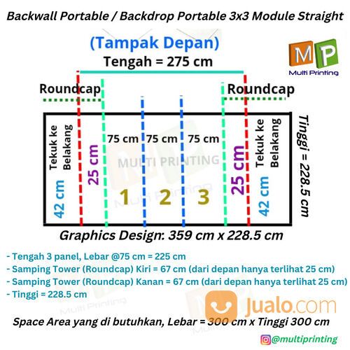 Backwall Portable 3x3 Lurus / Backdrop Portable 3x3 Lurus