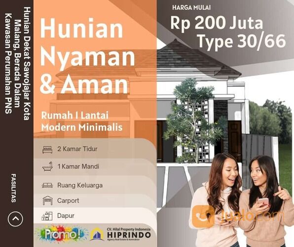 Rumah Dekat Sawojajar Kawasan Perumahan PNS Malang Rp 200 Juta