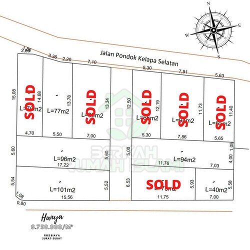 Tanah Kavling Pondok Kelapa Jakarta Timur,150 Meter Dari Jalan Kalimalang