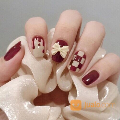 Kuku Palsu Nail Art 24pcs Set Free Lem Cair 2gr Fake Nail Art Party