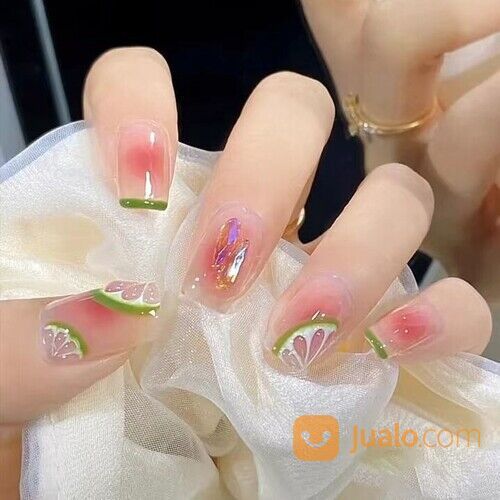 Kuku Palsu Nail Art 24pcs Set Free Lem Cair 2gr Fake Nail Art Party