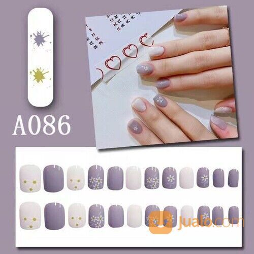 Kuku Palsu Nail Art 24pcs Set Free Lem Cair 2gr Fake Nail Art Party