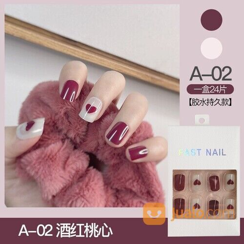 Kuku Palsu Nail Art 24pcs Set Free Lem Cair 2gr Fake Nail Art Party