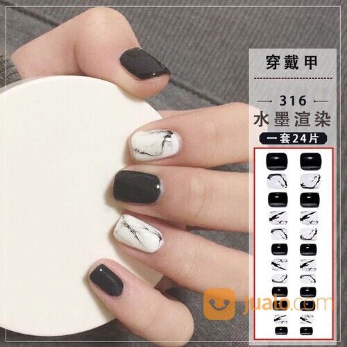 Kuku Palsu Nail Art 24pcs Set Free Lem Cair 2gr Fake Nail Art Party
