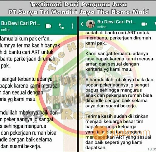 Penyedia Jasa PRT/ART , Baby Sitter . Perawat Lansia , dll