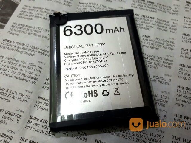 Baterai Hape Outdoor Doogee S68 Pro New Original 100% 6300mAh