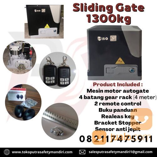 MOTOR SLIDING GATE 1300KG MESIN PINTU GERBANG OTOMATIS REMOTE CONTROL RELL 4 METER