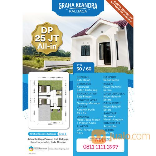 Perumahan Subsidi Kota Cirebon Graha Keandra Kalijaga Area B Paling Depan