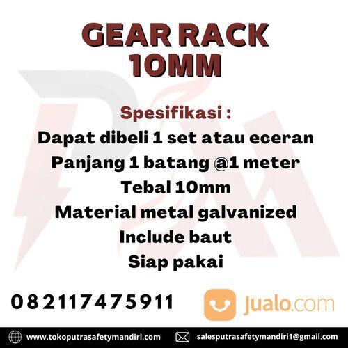 GEAR RACK AUTOMATIC SLIDING GATE REL PINTU GERBANG PAGAR METAL GALVANIZED 10MM 4 METER