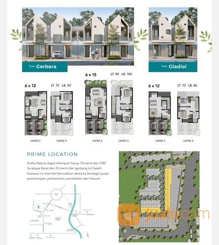 Rumah Graha Natura Garden Ville Lontar Intiland Surabaya Free BPHTB