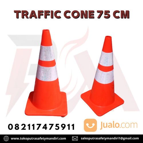 KERUCUT JALAN FULL ORANGE 70 CM TRAFFIC CONE RAMBU TANDA SAFETY JALAN