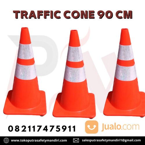 TRAFFIC CONE 90 CM FULL RUBBER ORANGE KERUCUT JALAN RAMBU PEMBATAS PARKIR KENDARAAN