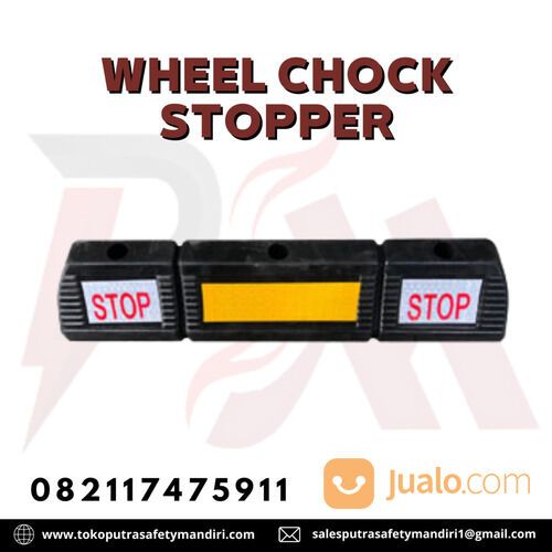 WHEEL CHOCK STOPPER RUBBER TINGGI 10 CM INCLUDE STIKER STOP PENAHAN RODA MOBIL