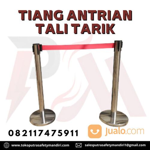 TIANG QUEUE LINE STANDING BARRIER WARNA CHROME PITA TARIK 1.5 METER PORTABLE