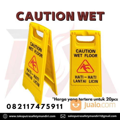 CAUTION WET FLOOR PAPAN PERINGATAN LANATI LICIN HATI-HATI AWAS JATUH 20 PCS