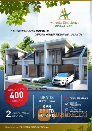 rumah mezzanine di setu bekasi cluster aurelia Residence bebas Biaya Proses