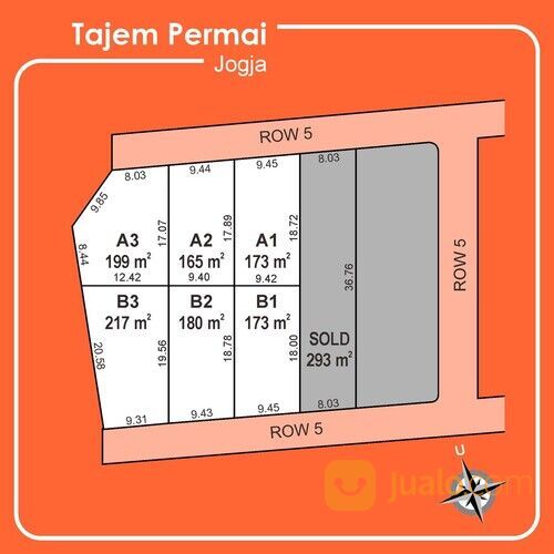 Tanah Murah Tajem Permai Dekat SD Model Sleman Yogyakarta SHM P, SHM