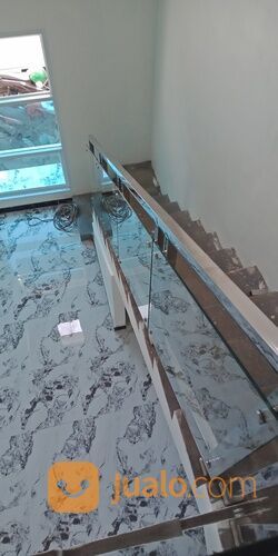 Pagar kaca balkon kaca railing tangga kaca stainles