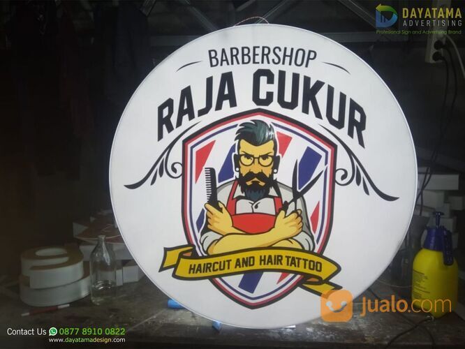Neon Sign Box Barbershop Raja Cukur