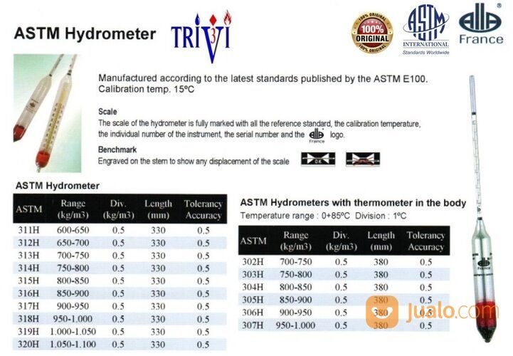 astm hydrometer alla france,hidrometer density kadar berat jenis migas