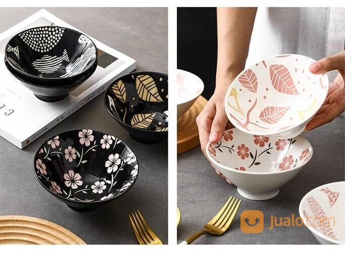 Mangkok Ramen Keramik Nasi Mangkuk Baso Gaya Jepang Bowl Japanese