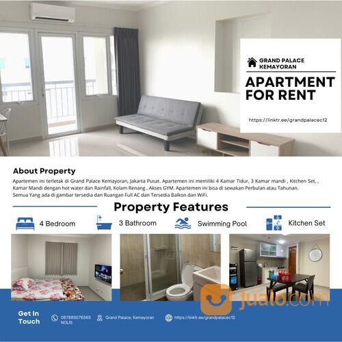 Apartemen Grand Palace Tower C, Kemayoran, Jakarta Pusat, Sewa Tahunan Full Furnished/Furnitur