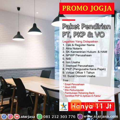 Jasa Pembuatan Perusahaan PT Jasa Pendirian PT VO Sewa Virtual Office JOGJA murah