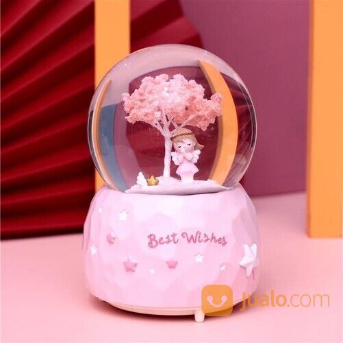 Snowball Waterball XL Kotak Musik Bola Salju / Best Wishes Sakura Pink