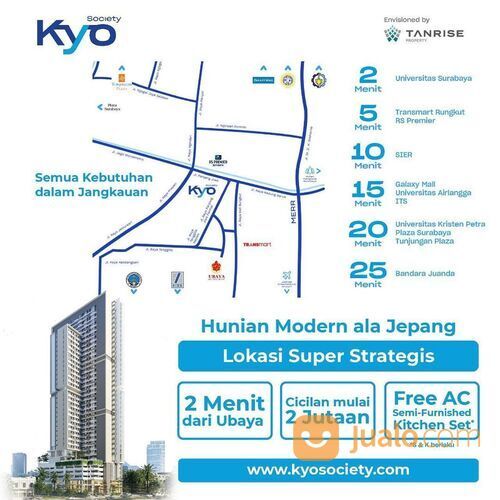 Apartemen Kyo Society Tenggilis Universitas UBAYA Baru 600Jtan Tanrise