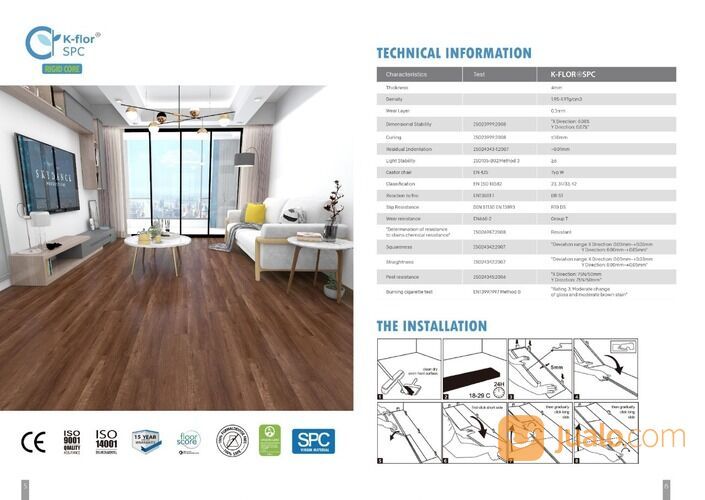 Arni Griya - Lantai spc klik motif kayu 1,22 m x 18,3 cm / SPC Click Flooring PVC