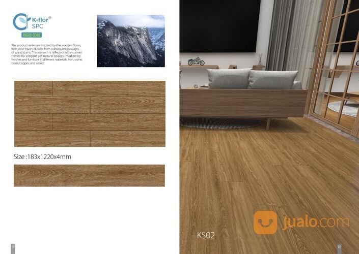 Arni Griya - Lantai spc klik motif kayu 1,22 m x 18,3 cm / SPC Click Flooring PVC