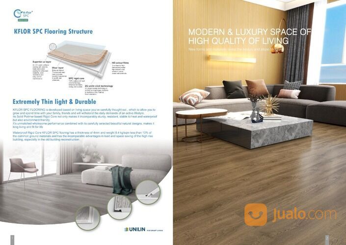 Arni Griya - Lantai spc klik motif kayu 1,22 m x 18,3 cm / SPC Click Flooring PVC