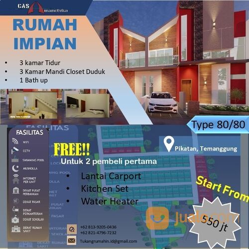 TERMURAH DI TEMANGGUNG RUMAH 2 LT 300 JUTAAN DALAM PERUM CASA AMANDHIKA TOWNHOUSE