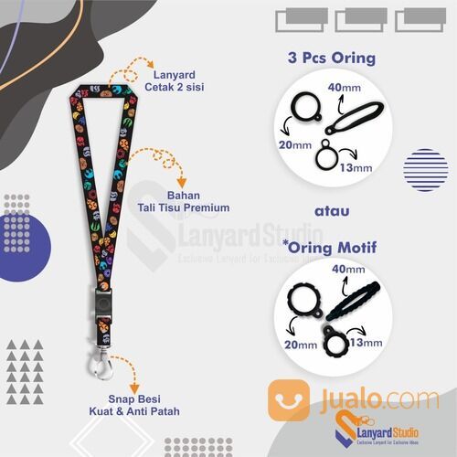 CETAK TALI GANTUNGAN CUSTOM FREE 3 ORING UNIVERSAL & KAIT HP