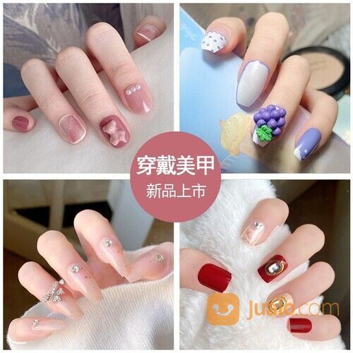 Nails 24Pcs / Set Kuku Palsu Free Lem 2gr / Fake Nail Art Wedding 3D