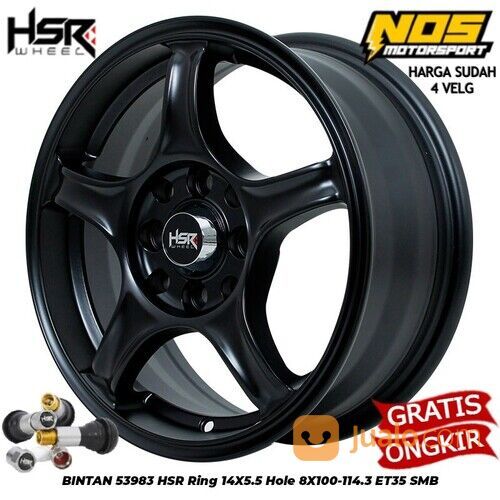 Velg Mobil HSR Bintan Ring 14 Palang 5 Warna Hitam Lebar 55 Lubang 4 Free Ongkir