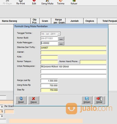 Software Toko Emas Perak