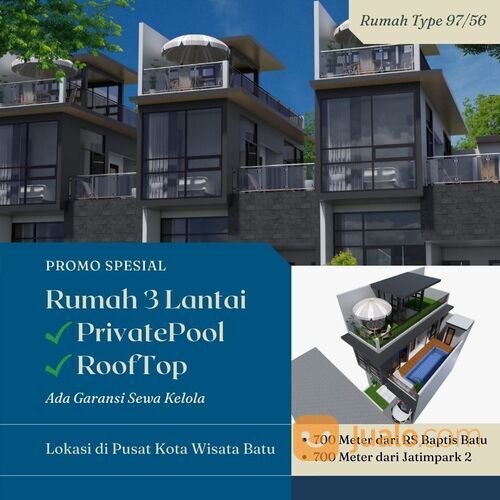 3 Lantai Private Pool Rumah Tipe 97 Harga Nego Passive Income